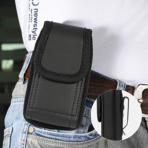 Nakedcellphone POUCH-VERT-SLIM Flip Phone Case, Nakedcellphone Black Vegan Leather Vertical Pouch [With Belt Loop thumb #5
