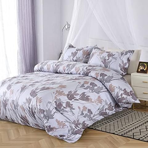 Caurbed Botanical Floral Duvet Cover King Floral Bedding Reversible Bedding Set Soft Easy Care Floral Pattern Comforter Cover Bed Set with 2 Pillowcases (King, Floral) Cover