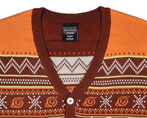 Naruto Shippuden Men's Ichiraku Ramen Shop Ugly Christmas Sweater Button-Up Knit Cardigan4