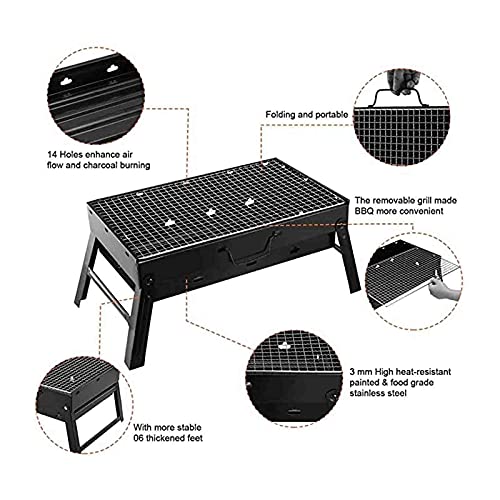 Grill a Carbone Portatile BBQ Heavy Duty Acciaio Inossidabile Kit di Cottura all'aperto Compatti Campeggio Picnic Spiaggia Festa Griglia