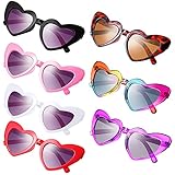 Frienda 7 Pairs Kids Toddler Sunglasses Bulk Heart Shaped Sun Glasses Vintage Sunglasses for Children Boys and Girls Party Favors, Easter Costume Accessories(Bright Color)