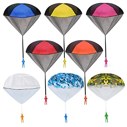 Laoyebaohao Parachute Toy, Tangle Free Throwing Toy Parachute, Outdoor Children's Flying Toys, No Battery nor Assembly Required (8 Pieces Set)