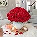 HyeFlora 50 PCS Red Roses Artificial Flowers, Fake Roses with Stems Realistic Silk Roses for DIY Wedding Bouquets Tables Centerpieces Arrangements Party Baby Shower Birthday Home Decor Gift for Her