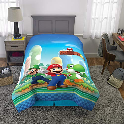 Image of Franco Kids Bedding Super Soft Microfiber Reversible Comforter, Twin /Full, Mario