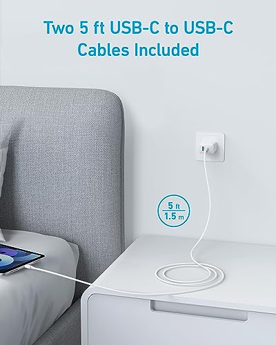 Image of Anker iPhone 17 /16 Charger, 2-Pack 20W Fast USB C Charger Block, for iPhone 17 /16 /16 Pro Max /15 Series /iPad Pro and More (2 Pack & 2 Cable) (White)