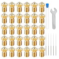 3D Drucker Düsen 0,4 mm Messing Düse Nozzle Nozzle Set,Extruder Druckkopf Für 1,75 mm Filament E3D V5-V6 3D Drucker Zubehör Az.B. Anycubic I3 Mega Prusa I3 MK3/MK3S Printer,Düsenreiniger Tool(30Stück)