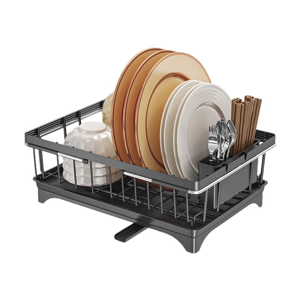 Goxyffmnv Sink Drain Rack, Countertop Dish Stand, Sink Rack with Retractable Brackets, Metal Storage Shelf for Dining Room, Kitchen