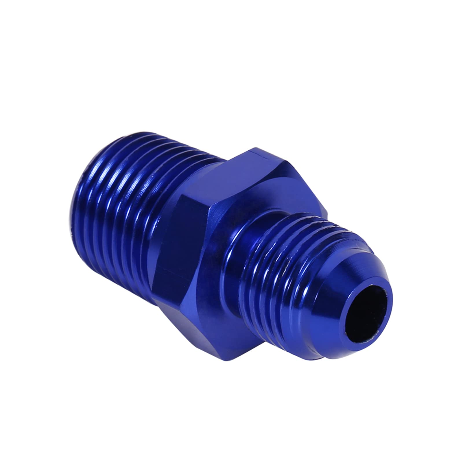Akozon Adattatore per Raccordo Dritto per Olio Combustibile da Svasatura Maschio in Alluminio AN6 a 3/8" NPT - Leggero e Resistente Alla Corrosione - Blu