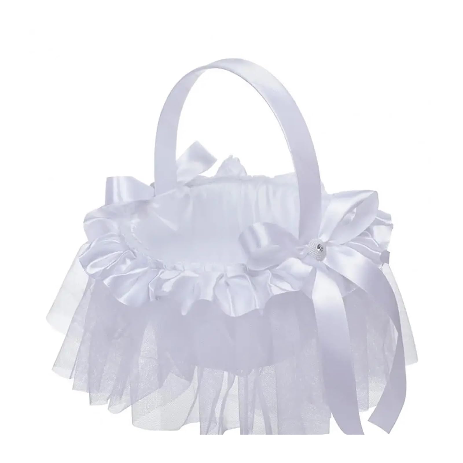 Hamper Basket Flower Basket Elegant Create Atmospheres White Wedding Lace Decor Handheld(White1)