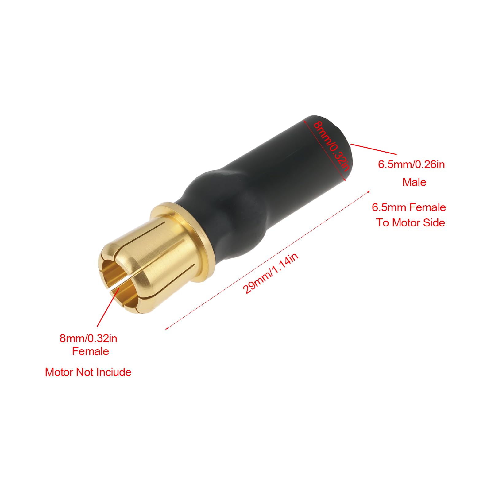 The Lord of the Tools 3PCS RC Remote Control Car Connector Adapter 6.5mm Female 8mm Male Bullet 29mm Compatible with Castle XLX2 ESC 6.5MM Motor - Image 4