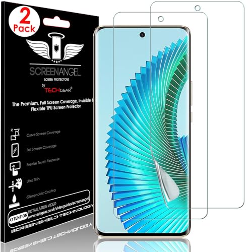TECHGEAR Lot de 2 films de protection d'écran pour Honor Magic 6 Lite 5G [Screen Angel Edition [compatible avec les coques] [sans bulles [couverture complète...