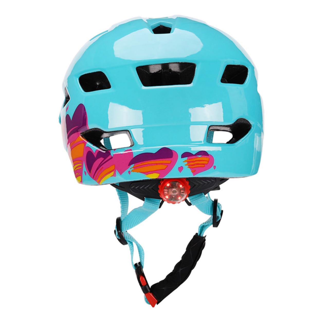 TOYANDONA Casco para Niños Bicicleta y Patinaje, Casco Deportivo Azul Transpirable y Ligero, Luces Led Traseras, Tamaño Ajustado para Seguridad Infantil Scooter y Skate Al Aire Libre
