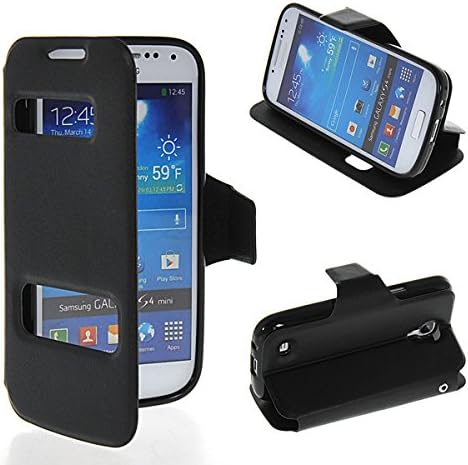 S4 mini Case, GETLAST [Black] Beautiful 2 View Window Ultra Thin Flip Cover Folio Case For Samsung Galaxy S4 mini I9190