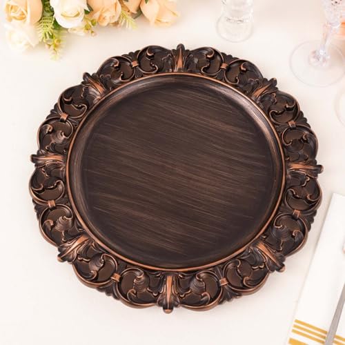 Platos cargadores desechables 13" marrón set 12 miniatura 5