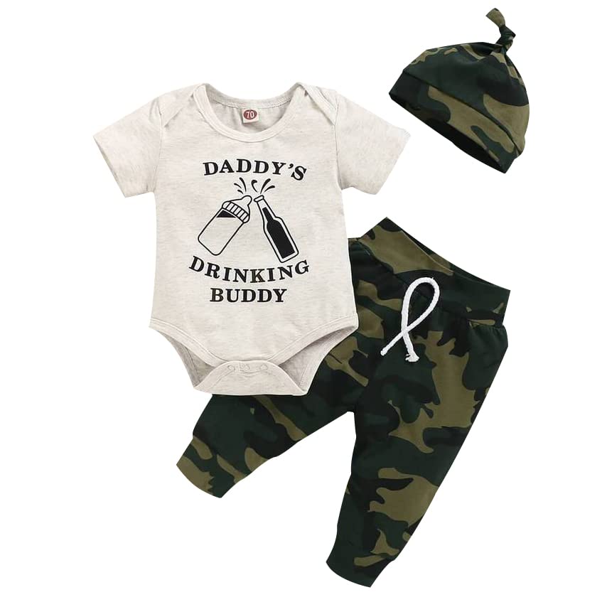 Newborn Infant Baby Clothes Long Sleeve Romper + Pants + Hat 3PCS Outfits Set