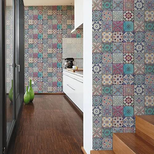 Moroccan/Croatian Style Tile Effect Wallpaper | Multicoloured