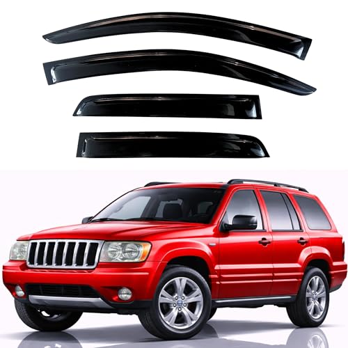 Image of KPY Rain Guards Fit for 1999-2004 Jeep Grand Cherokee, Out-Channel Window Visors Vent Wind Deflectors 4PC, Car Accessories for 2004 Ford Ecosport (Brazil)
