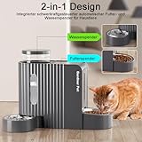Gardner Pet Automatischer Futterspender für Katzen/Hunde 2 Näpfe(3L*2), Nicht elektrisch Futterautomat und Wasserspender Hund mit Edelstahlschüssel, Ohne Strom, BPA Frei, Gravitation Katzenfutter Grau