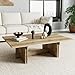 CIMOTA Farmhouse Coffee Table for Living Room, 48 Inch Wood Rectangle Center Table with Geometric Solid Base, Modern Low Cocktail Table, Rustic Natural
