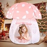 Play Tent for Kids Pop UpTent Indoor Outdoor Boys and Girls Playhouse with Exquisite Design for Imaginative Mushroom Tent by CRAWLBO Patented(Pink/Large)