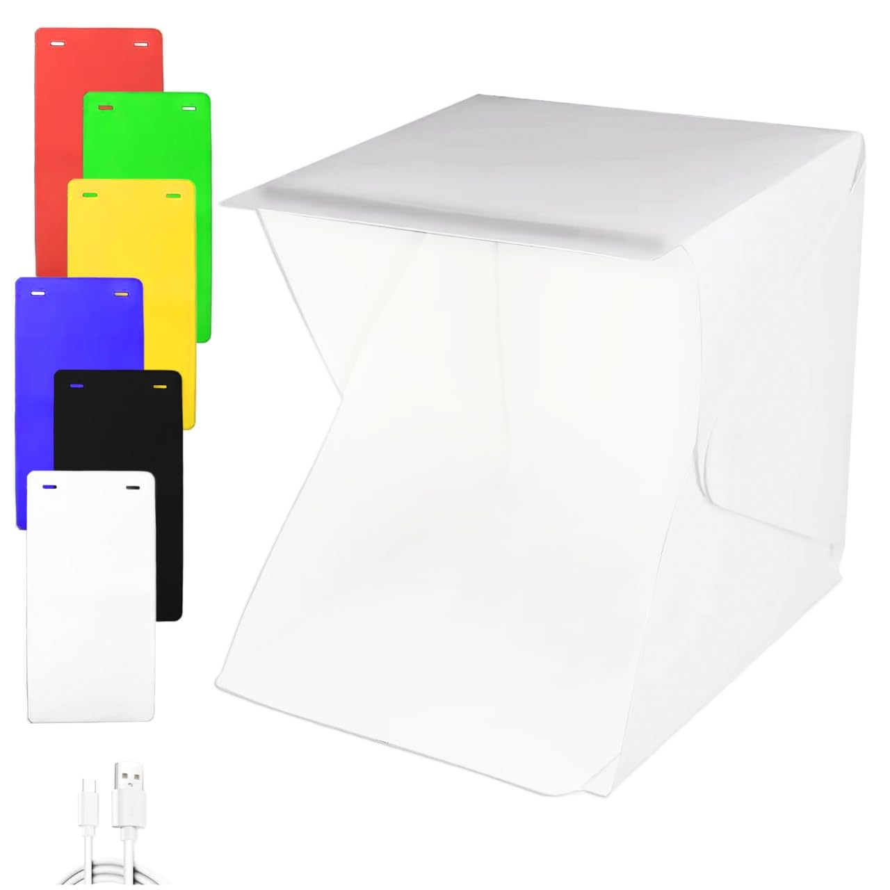 Portable Photo Studio Light Box 20CM with 6 Coloured Backdrops, LED Photography Light Box for Product Photos, Mini Light Box with 20 LEDs for Content Creators, Professional Light Tent for Photography