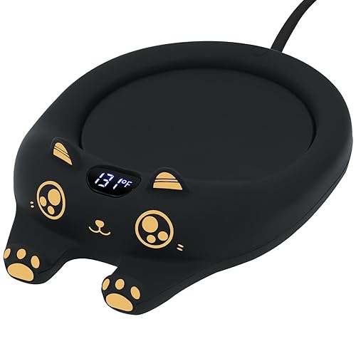 PUSEE Mug Warmer,Coffee Warmer for Desk Candle Warmer Auto Shut Off,Coffee Cup Warmer with 3 Temp Settings,Electric Beverage Warmer Plate for Coffee,Tea,Water Milk and Cocoa(Not Include Cup) - Ador Black