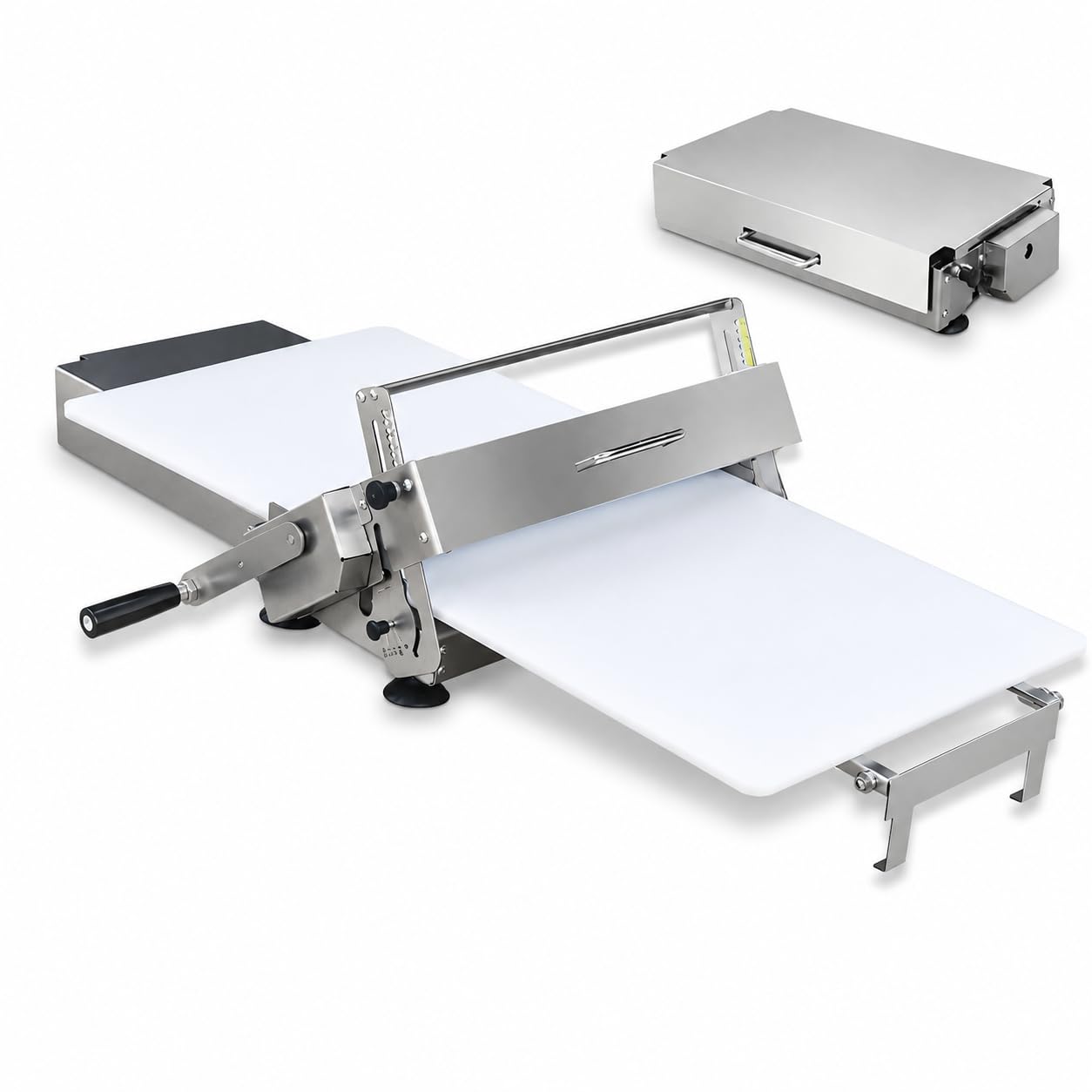 Faltbare Teigausrollmaschine 400 | Manuelle Teigrolle mit einstellbarer Dicke für Blätterteig, Croissants, Pizzateig und Backwaren