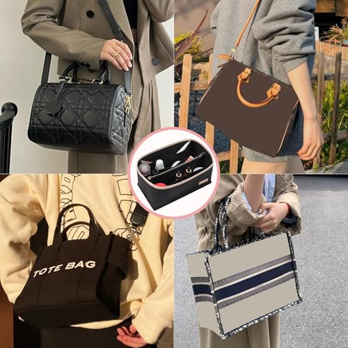 Image of Doxo Purse Organizer Insert, Bag Organizer for Tote & Handbags, Bag in Bag, Perfect for LV Speedy 20 and More(Black,Small)