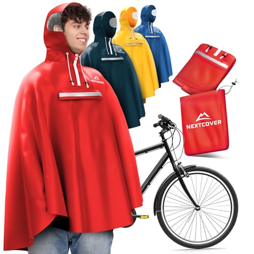 Nextcover® NEU Regenponcho Fahrrad für Damen & Herren - mit [AquaShield 2.0] Technologie I Regenponcho Wandern, Fahrrad-Regencape, Angel Poncho, Regencape Damen & Herren wasserdicht