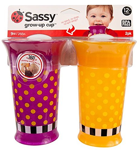 Sassy 2 Count Grow Up Cup, Purple/Orange, 9 Ounce
