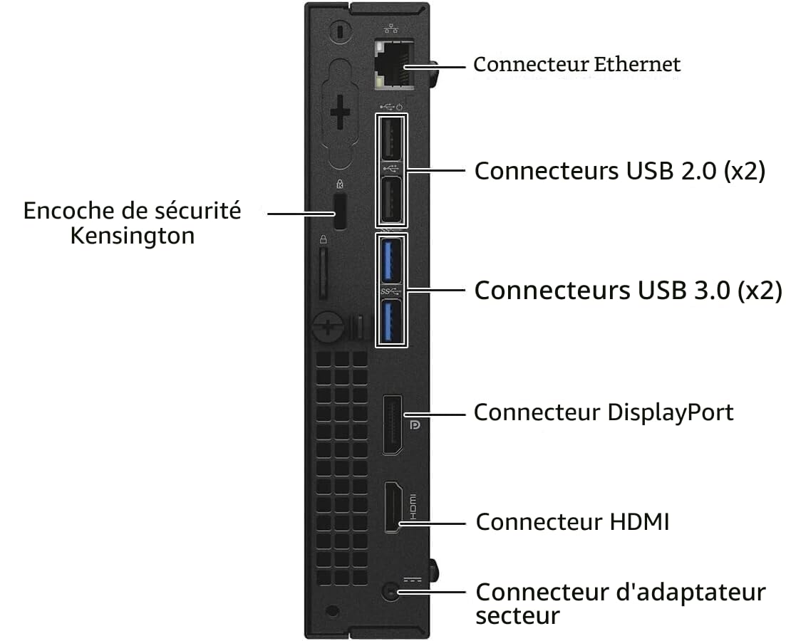 Dell Optiplex 3040 Mini Ordinateur de Bureau avec écran 24 ", Intel Core i5-6500, 8 Go de RAM, SSD 256 Go, WiFi, Bluetooth, Clavier QWERTY américain, Windows 11 Pro (reconditionné)