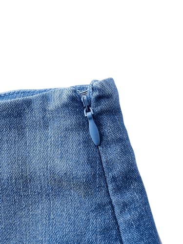 Milumia Women's Bow Lace Trim Denim Mini Skirt Y2k Split Hem Short Jean Skirts4