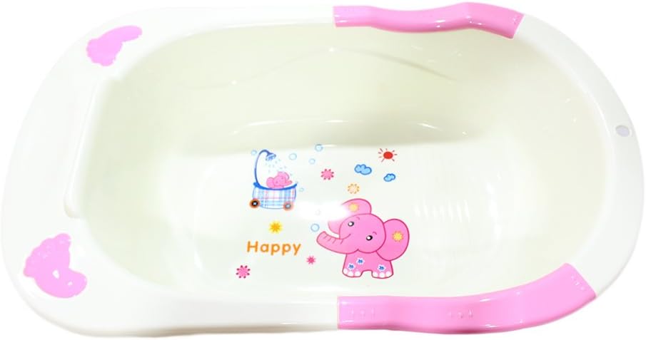 BLUBUD Baby Bath TUB/Bath Chair with Anti-Slip White&Pink (Basic)