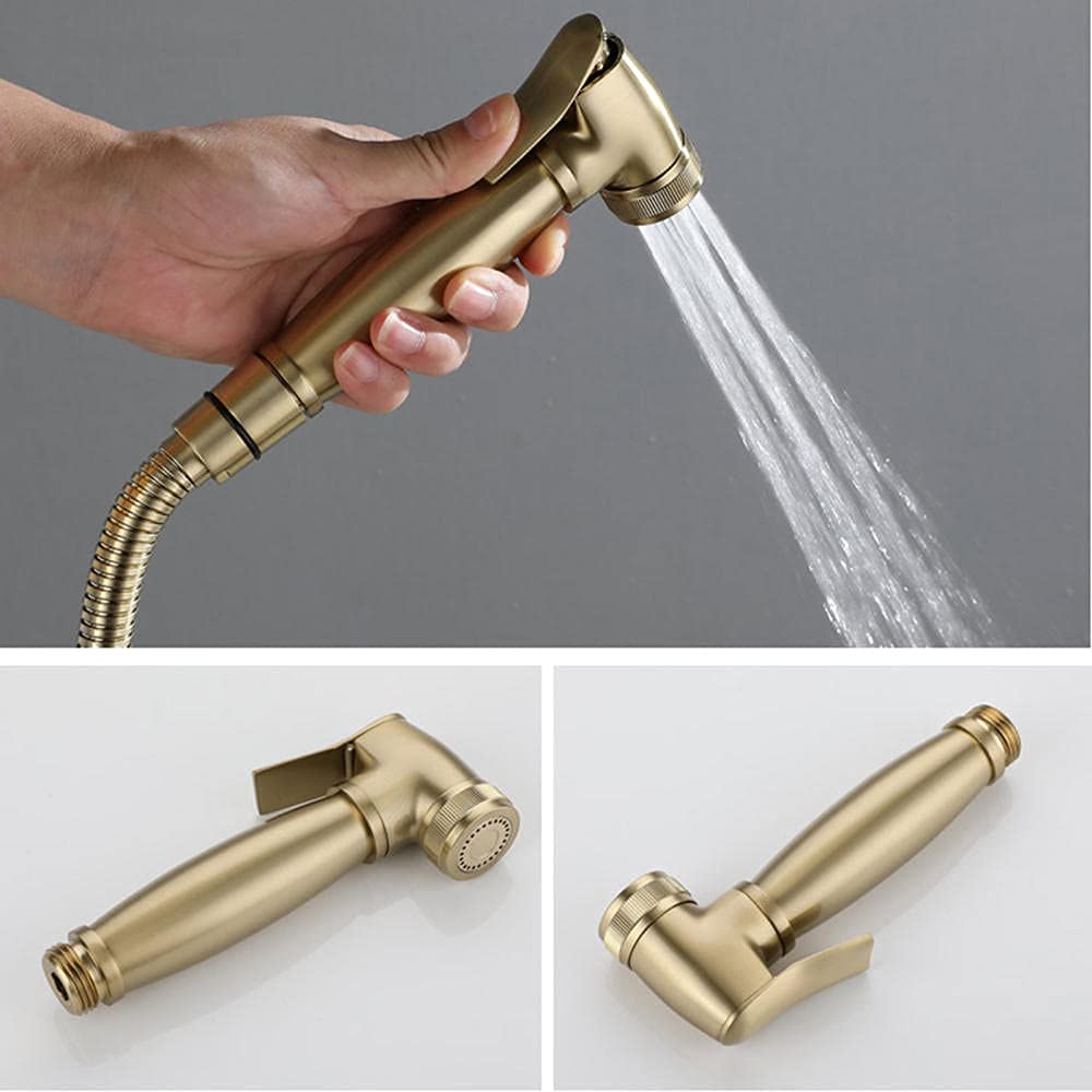 Juego de Ducha para bidé, rociador de Mano Dorado, multifunción, con una Sola manija presurizada en frío, Kit de Ducha para Limpieza de baño, Inodoro (A)