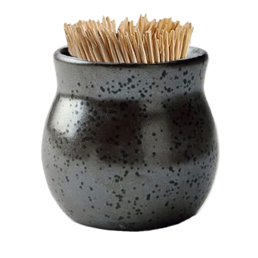 Fashion Ceramic Toothpick Holder Black Toothpick Holders Container Portable Toothpick Holder Dispenser Decoration for Kitchen Chic