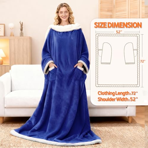 Image of Wearable Heated Blanket With Sleeves & Foot Pocket, Heated Throw Blankets Fast Heating Blanket With 10 Heat Settings Auto Shut Off Over-Heat Protection-Warm Gift, Machine Washable, 52 inch*72 inch+18 inch