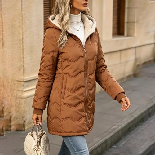 Puffer Coats for Women with Hood Warm Fleece Lined Jackets Winter Outerwear - image 3