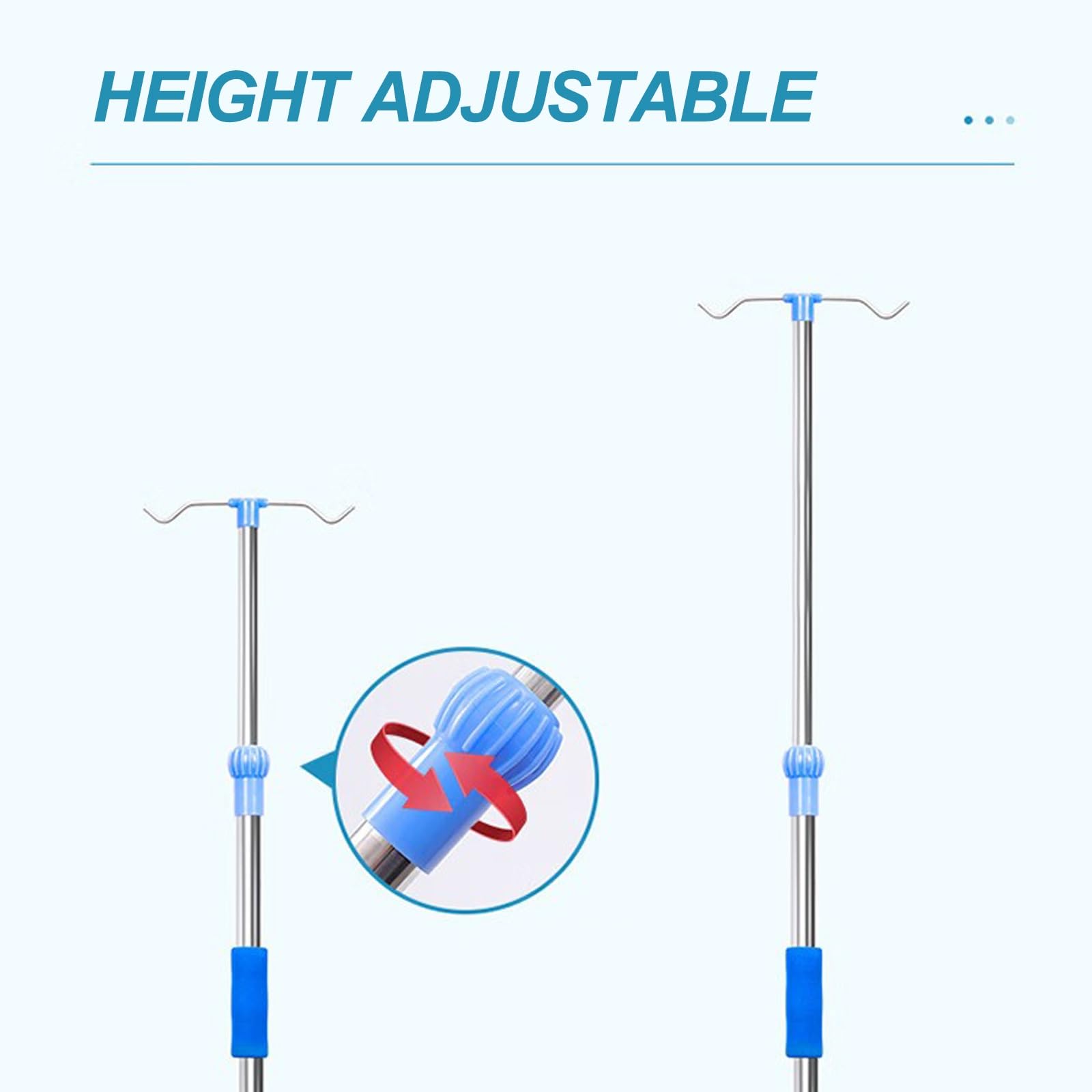 Postes de Suero Portátiles, Soporte for Bolsa de Suero, Altura Ajustable de Pie, for Hospital y Hogar(2 Hooks)