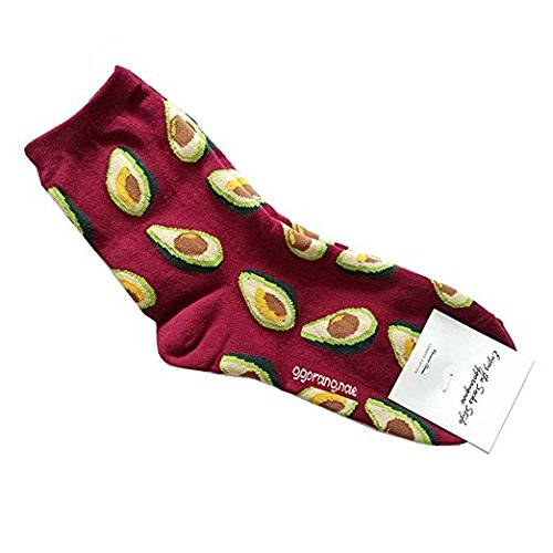 Srovfidy Chaussettes Chaussettes d'hiver en tricot Chaussettes en coton pour femmes Chaussettes Fruits Motif (Avocado)