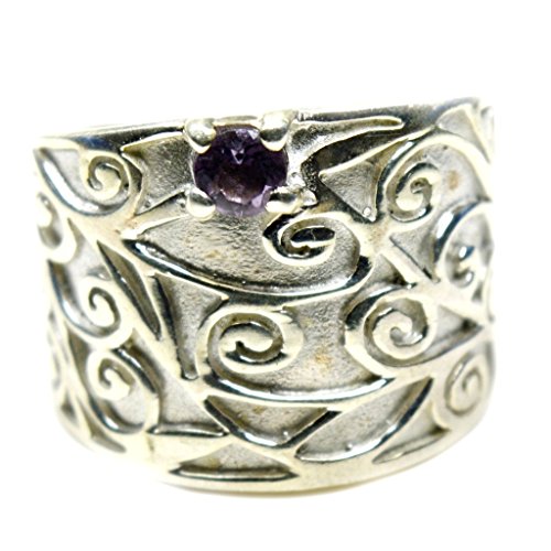 Bague carrée violette en argent 925 - Bijou mixte élégant