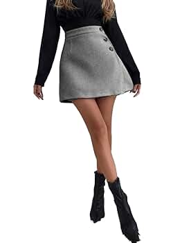 ELDINA Women's 2024 Casual Mini Skirts Skirt Grey at Amazon