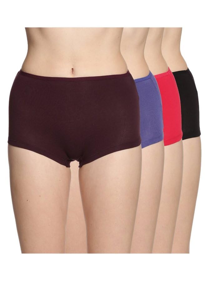 Lux Amore Women’s High Coverage Super Combed Cotton Elastane Stretch Mid Waist Boy Shorts with Concealed Waistband and StayFresh Treatment (Colors&Print May Vary)