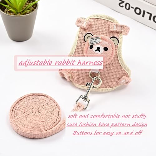 GUOYOU 2 Stück Kaninchen Leine, Verstellbares Weiches Kaninchen Geschirr mit Leine, Kaninchengeschirr für Zwergkaninchen, Kaninchenleine Ausbruchsicher für Kleine Häschen Katze Hunde Haustier Walking