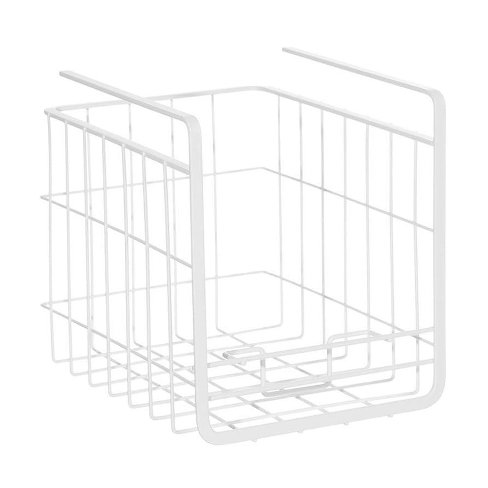 Tomaibaby Kitchen Storage Basket under Shelf Hanging Wire Basket White Small Pantry Organizer for Cupboard and Cabinet Storage 9.3X8.3X6.1 Inches