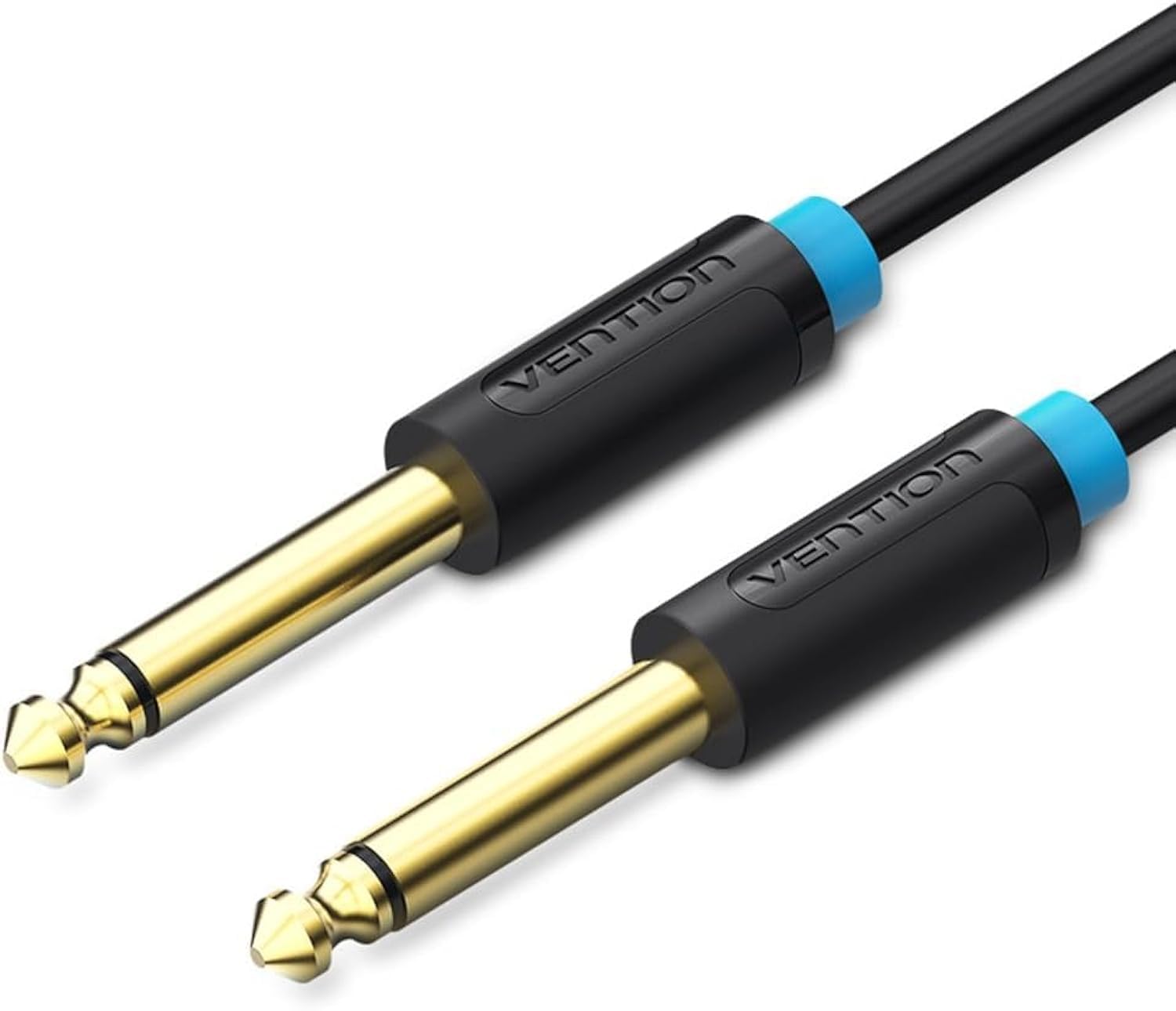 VENTION 6.5 mm Guitar Lead, 1/4" to 1/4" TS Professional Speaker Cable Bass AMP Cord 1/4 Straight to Straight for Electric Guitar, Bass Guitar, Electric Mandolin, Pro Audio, Black (0.5 Meter)