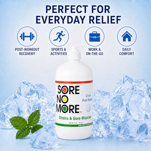 Image of Sore No More Cool Relieving Gel for Aches & Pains in Muscles & Joints associated with Strains, Bruises & Sprains | Absorbs Quickly with a Refreshing Lemon Aroma | 32 oz Bottle with Pump
