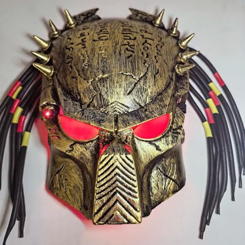 mlnyitus Máscara de película para depredador, casco de juego de cosplay para hombre, disfraz de Halloween, color dorado para adultos y niños