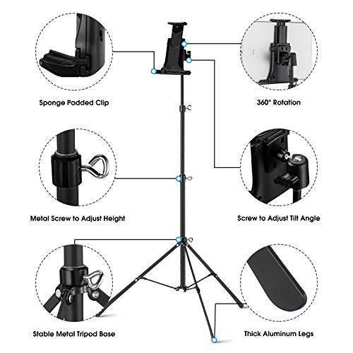 Raking Tablet-Stativ, tragbar, höhenverstellbar, 360 Grad drehbare Stativhalterung für iPhone, iPad, Samsung, Kindle… – Bild 7