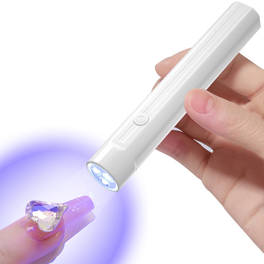 Mini UV Light for Gel Nails - Portable Mini Nail Lamp,3W Handheld UV Light for Nails Pen Shape Nail Dryer 2 Models Professional Led Light for Resin Curing With Type C for Nail Home Salon (White)