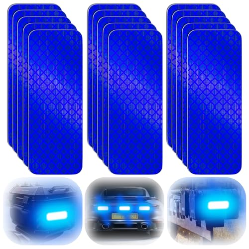 Image of PHIXBEAR 20 Pcs Super Reflection Reflective Stickers, Blue, Safety Reflective Tape for Car, Bike, Mailbox, Helmet, Outdoor, Waterproof, 3.15 inch X 1.18 inch